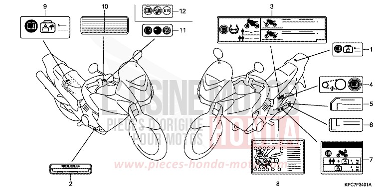 ETIQUETTE DE PRECAUTIONS (XL125VA/B) de Varadero 125 SHASTA WHITE (NH138) de 2011
